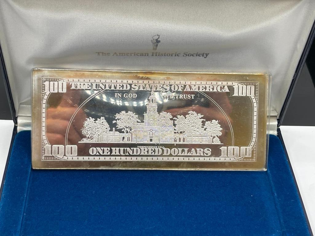 2000 COLORIZED .999 FINE SILVER FOUR TROY OUNCE SILVER $100 CURRENCY NOTE - 6