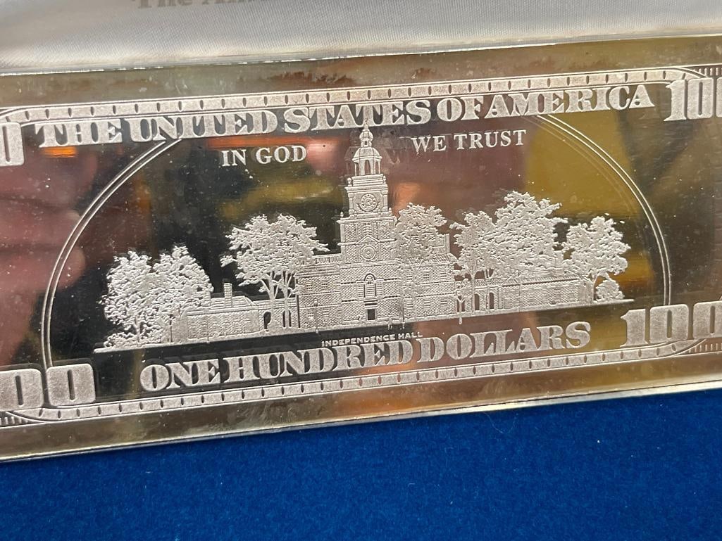 2000 COLORIZED .999 FINE SILVER FOUR TROY OUNCE SILVER $100 CURRENCY NOTE - 8
