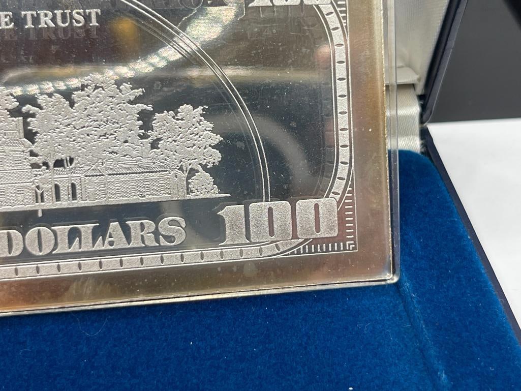 2000 COLORIZED .999 FINE SILVER FOUR TROY OUNCE SILVER $100 CURRENCY NOTE - 9