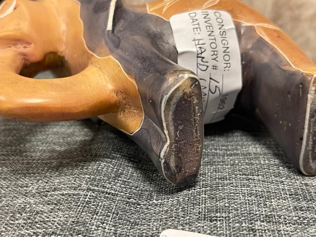 HEAY CARVED SOAPSTONE ELEPHANT FIGURINE WITH FISH CARVINGS ON ITS BACK - 5