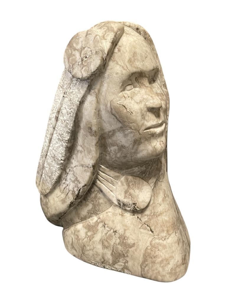 MIKE TOLEDO ARIZONA NAVAJO SCULPTOR LARGE CARVED ALABASTER SCULPTURE BUST (1 of 10)