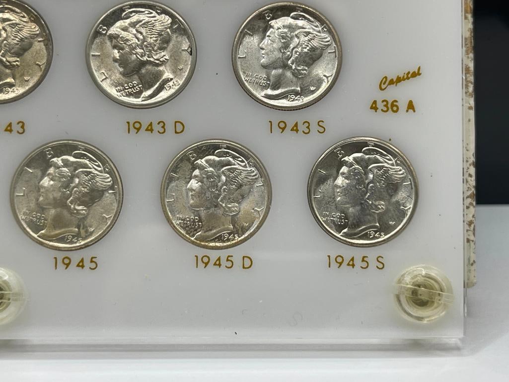 U.S. MERCURY SILVER DIMES SET FROM 1941 - 1945-S IN CAPITAL PLASTICS 436 A - 5