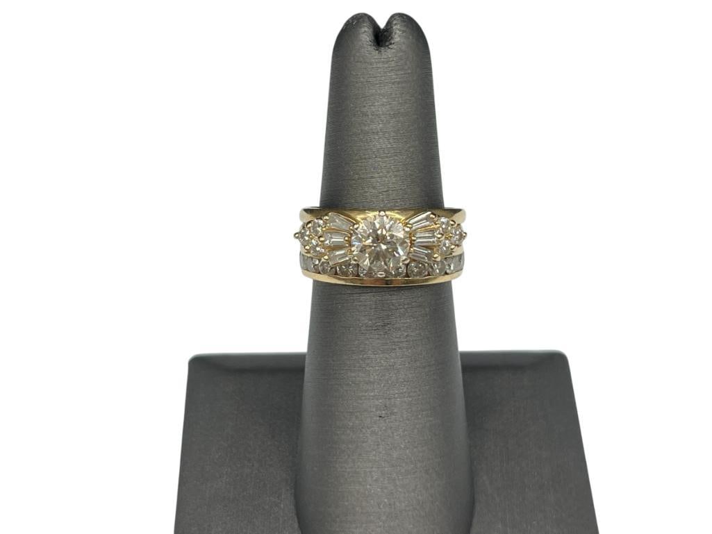 14K YELLOW GOLD DESIGNER HALLMARKED 1.00CT ROUND BRILLIANT CUT CENTER DIAMOND ENGAGEMENT SET (1 of 6)