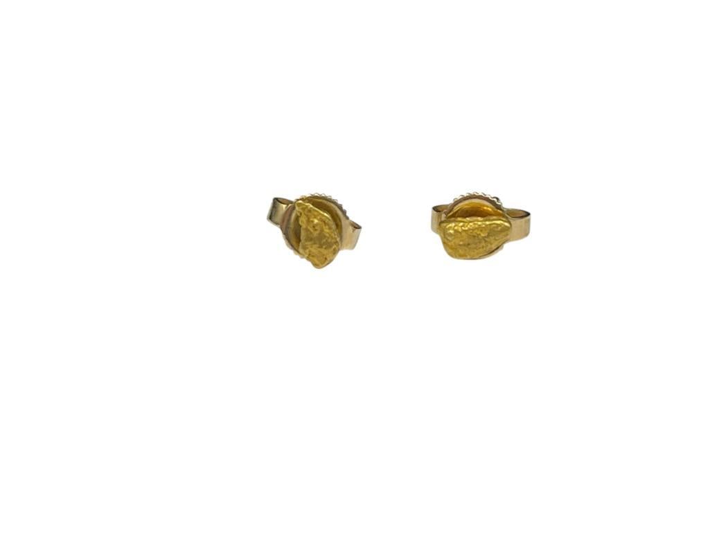 14K YELLOW GOLD AND NATURAL GOLD NUGGET EARRINGS (1 of 3)