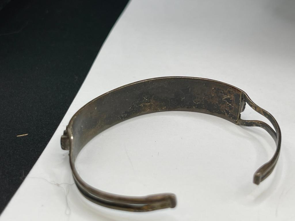 ANTIQUE OLD PAWN STERLING SILVER NAVAJO LEO G. HARVEY SIGNED TURQUOISE NEEDLEPOINT JEWELRY SET - 12