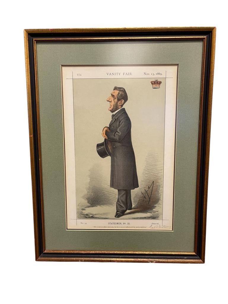 CHROMOLITHOGRAPH CARICATURE PRINT FROM VANITY FAIR MAGAZINE CIRCA 1869 BY CARLO PELLEGRINI (1 of 7)