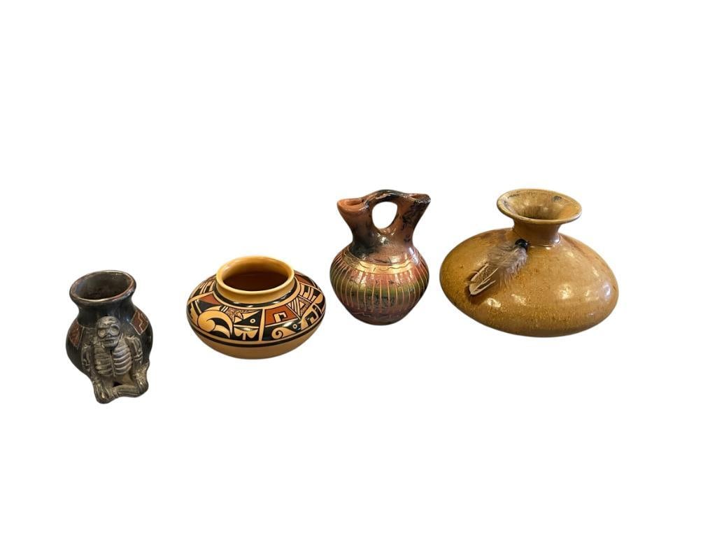 FOUR PIECES OF POTTERY INCLUDING NATIVE AMERICAN POTTERY (1 of 20)