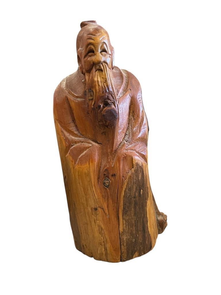 20TH CENTURY CARVED WOOD CHINESE ELDER FIGURE (1 of 14)