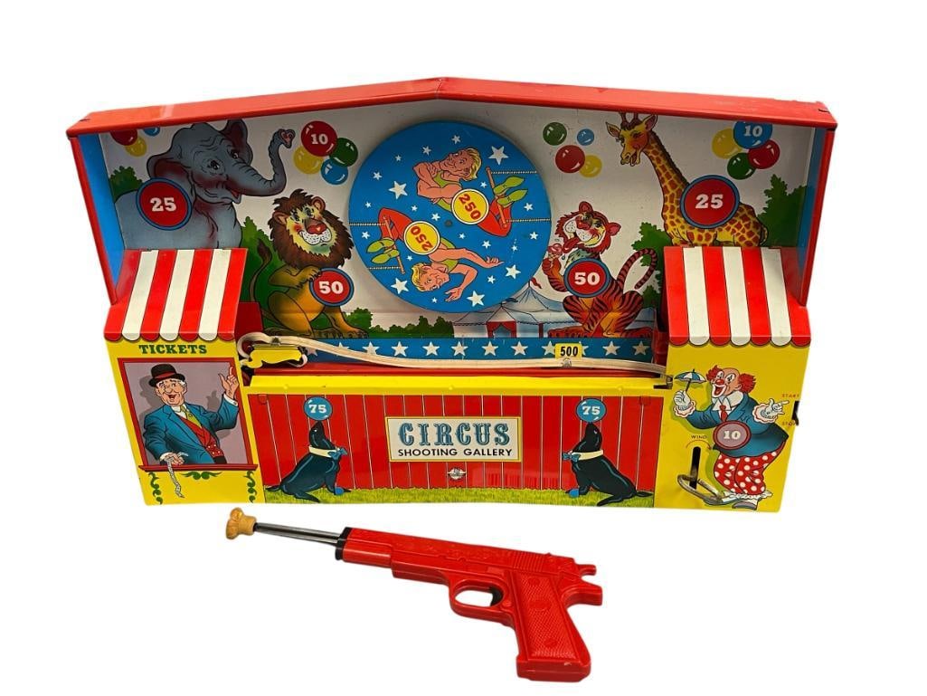 1950'S OHIO ART CIRCUS SHOOTING GALLERY TOY TIN-LITHO MECHANICAL TOY (1 of 12)