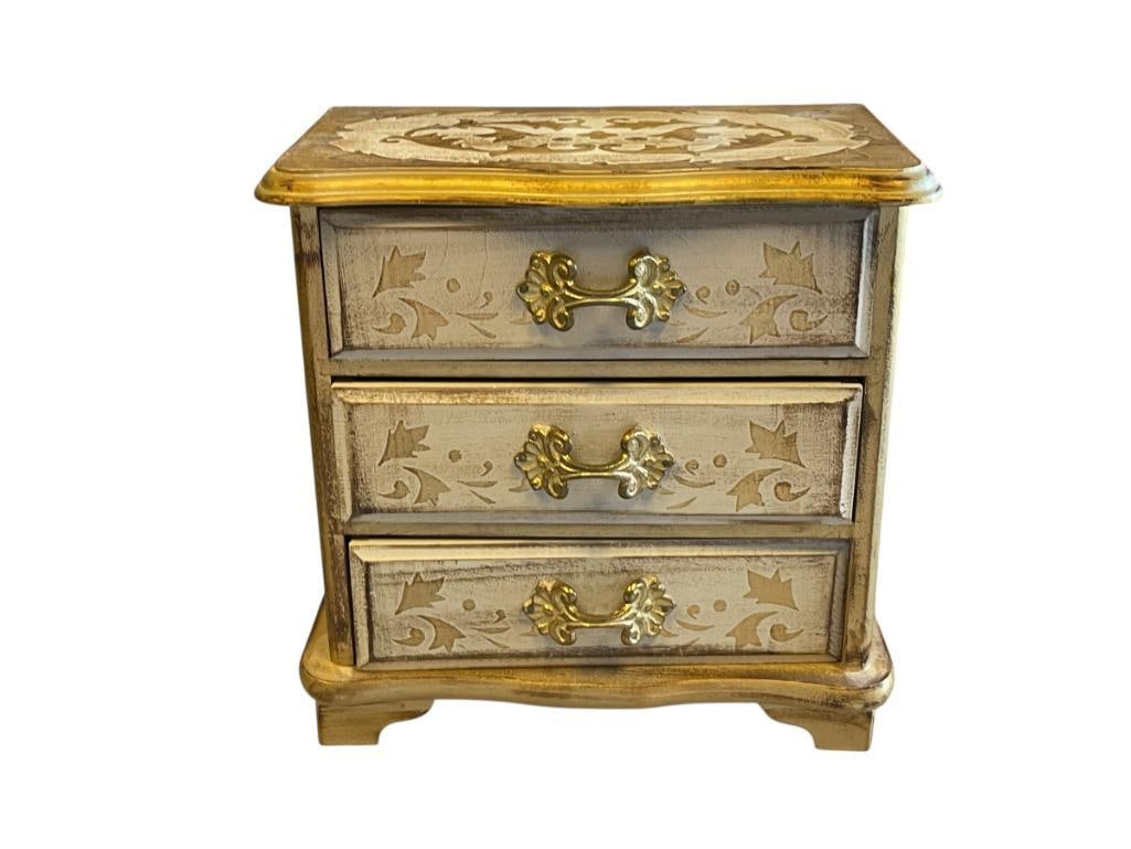 THREE DRAWER WOODEN JEWELRY BOX FILLED WITH WOMANS FASHION JEWELRY (1 of 12)