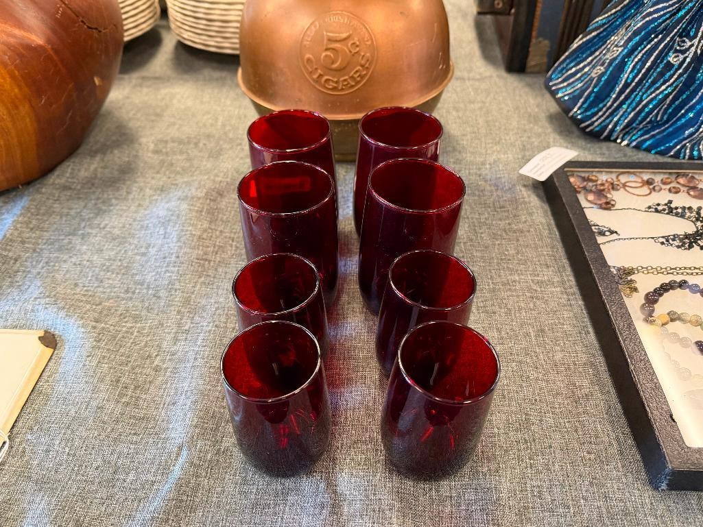 VINTAGE ANCHOR HOCKING RUBY RED DRINKING GLASSES - 2