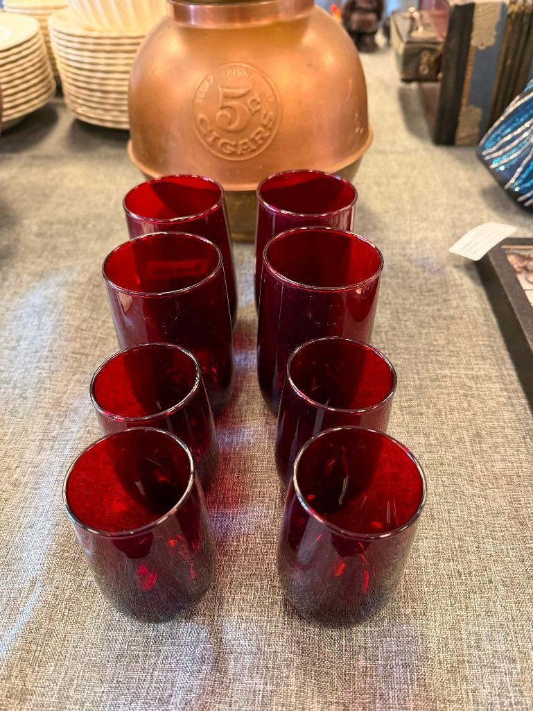 VINTAGE ANCHOR HOCKING RUBY RED DRINKING GLASSES - 3