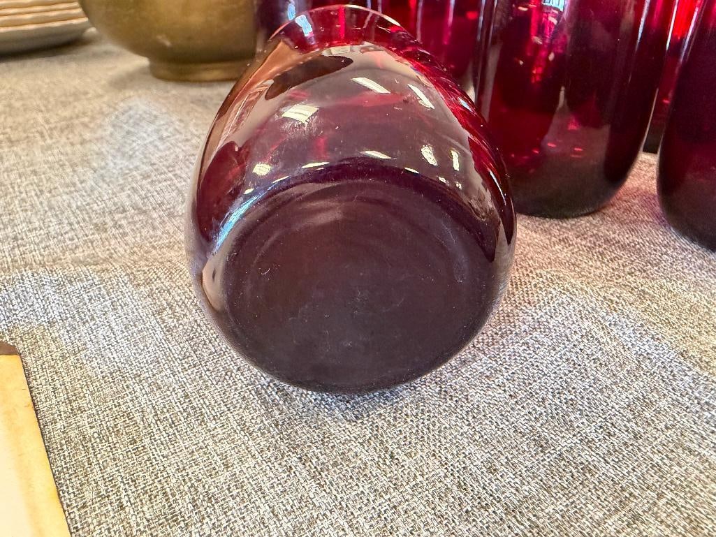 VINTAGE ANCHOR HOCKING RUBY RED DRINKING GLASSES - 5