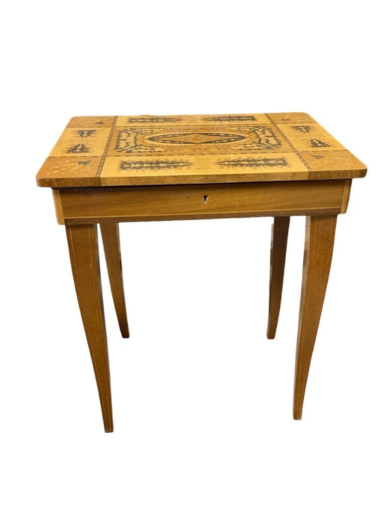 VINTAGE ITALIAN MUSIC TABLE WITH INTRICATE INLAY TOP (1 of 8)