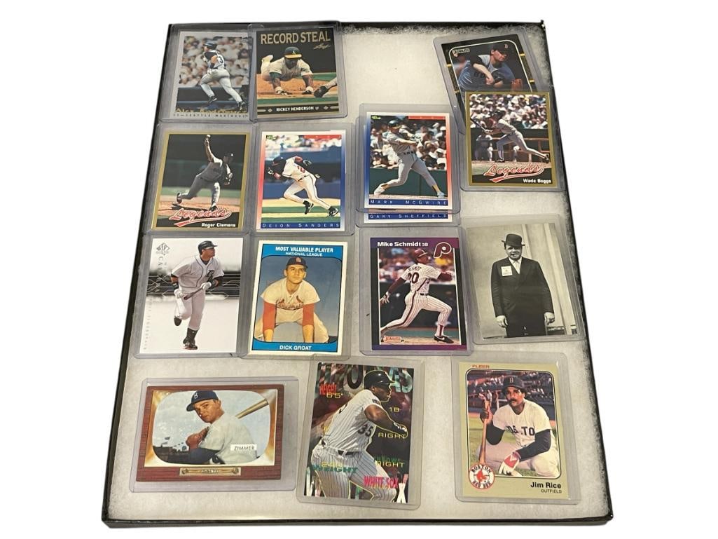 ASSORTED 1980'S, 1990'S, 2000'S BASEBALL MLB SPORT CARDS JIM RICE, DEION SANDERS, RICKEY HENDERSON (1 of 11)