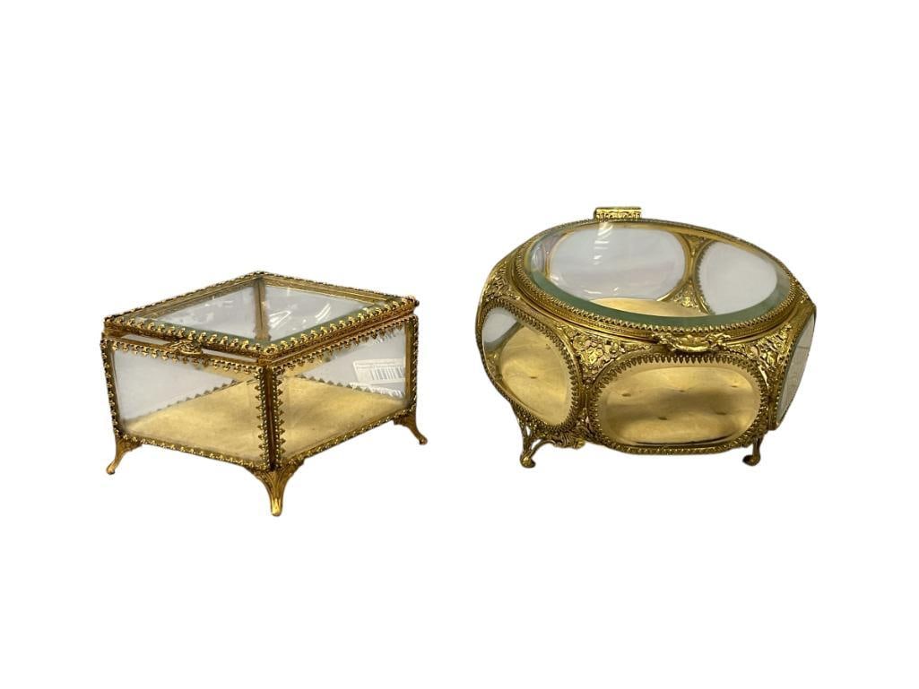 20TH CENTURY INTRICATE FILIGREE ORMOLU JEWELRY CASKETS ONE MADE BY STYLE BUILT FRAME CO. (1 of 9)