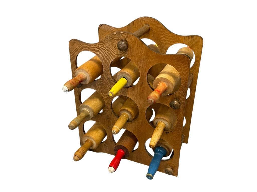 COLLECTION OF NINE VINTAGE WOODEN ROLLING PINS (1 of 9)