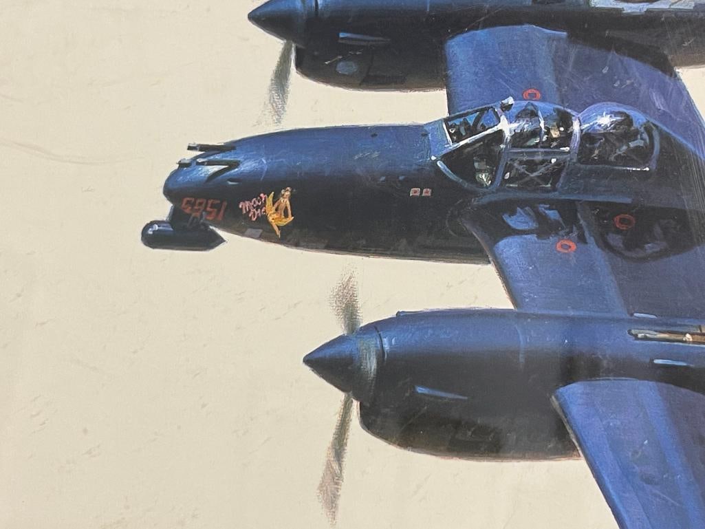 ROY GRINELL SIGNED PIN-UP PRINT WITH P-38 LOCKHEED LIGHTNING TITLED MOON DREAM - 4