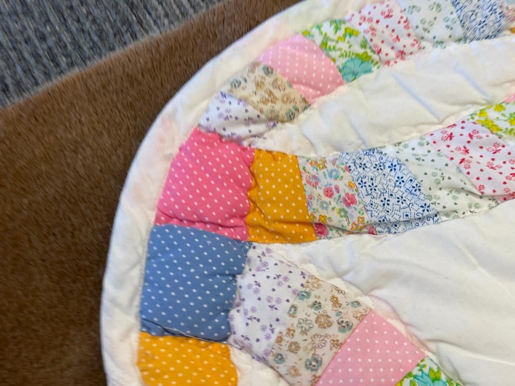 HAND CRAFTED DOUBLE WEDDING RING PATCHWORK QUILT - 4