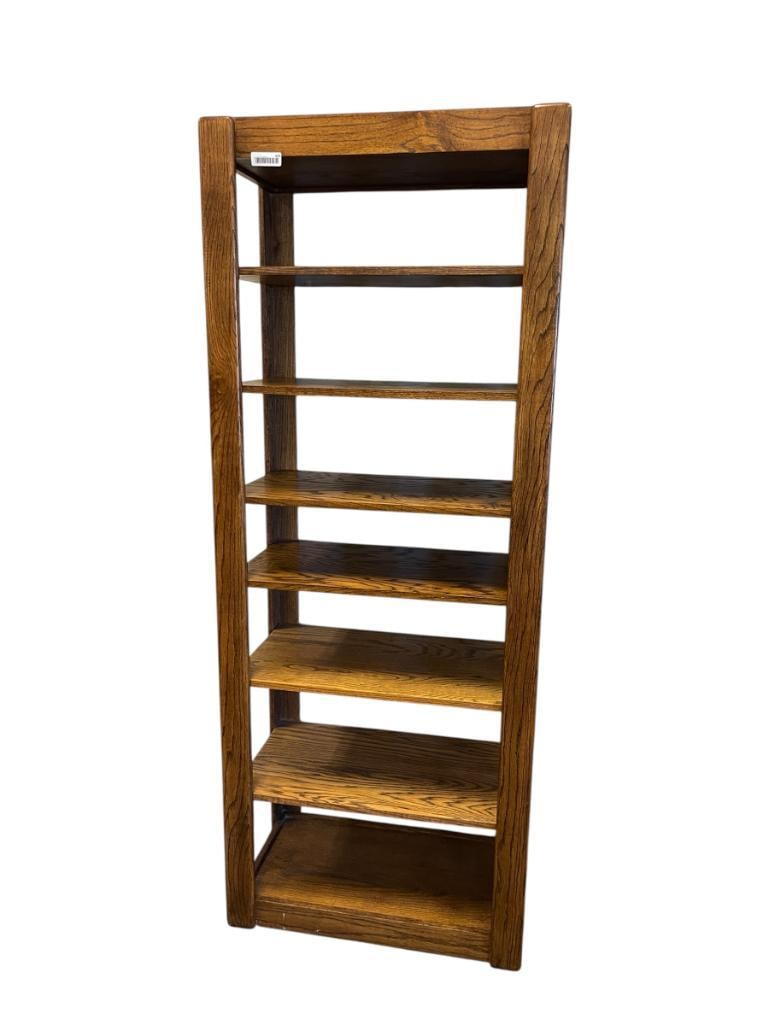 SEVEN TIER OAK OPEN BOOKCASE (1 of 4)