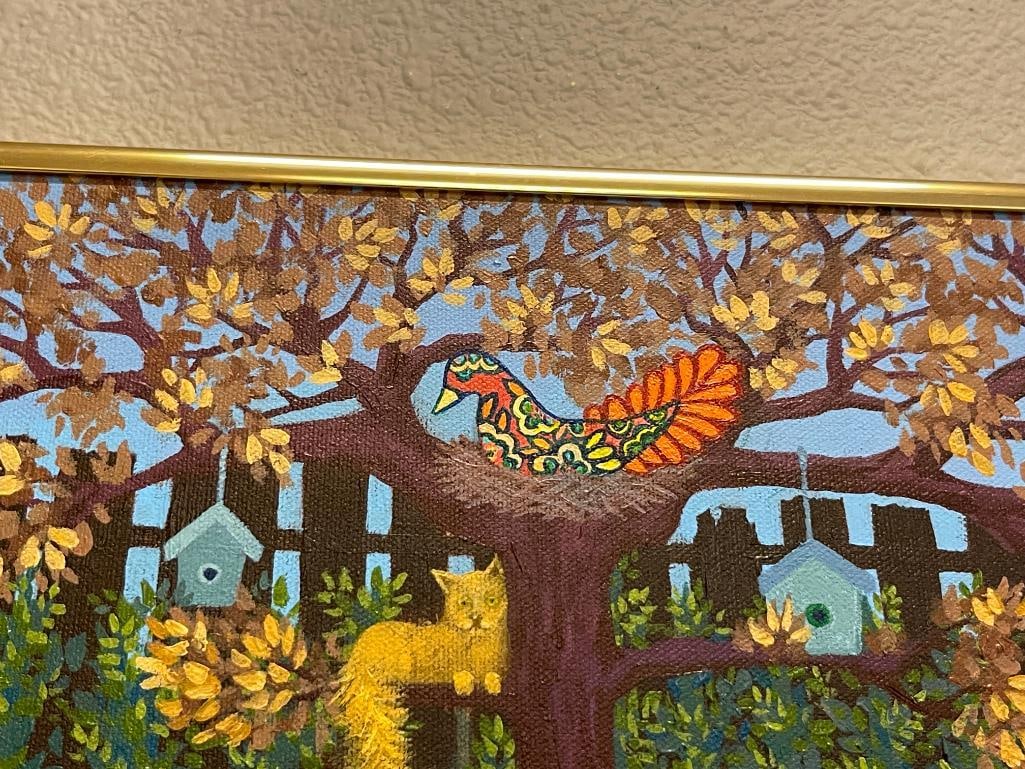 STEPHANIE HILTON LOCAL RENO, NV ARTIST INK, PEN, ACRYLIC PAINTING TITLED THE LITTLE GARDEN 1998 - 3