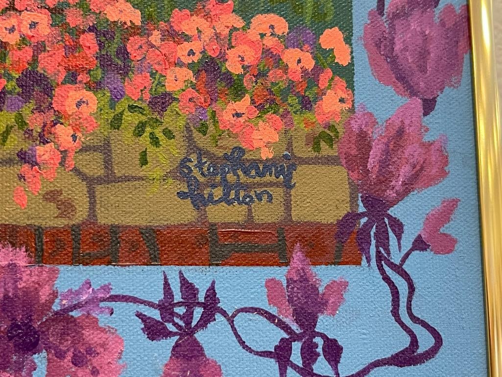 STEPHANIE HILTON LOCAL RENO, NV ARTIST INK, PEN, ACRYLIC PAINTING TITLED THE LITTLE GARDEN 1998 - 4