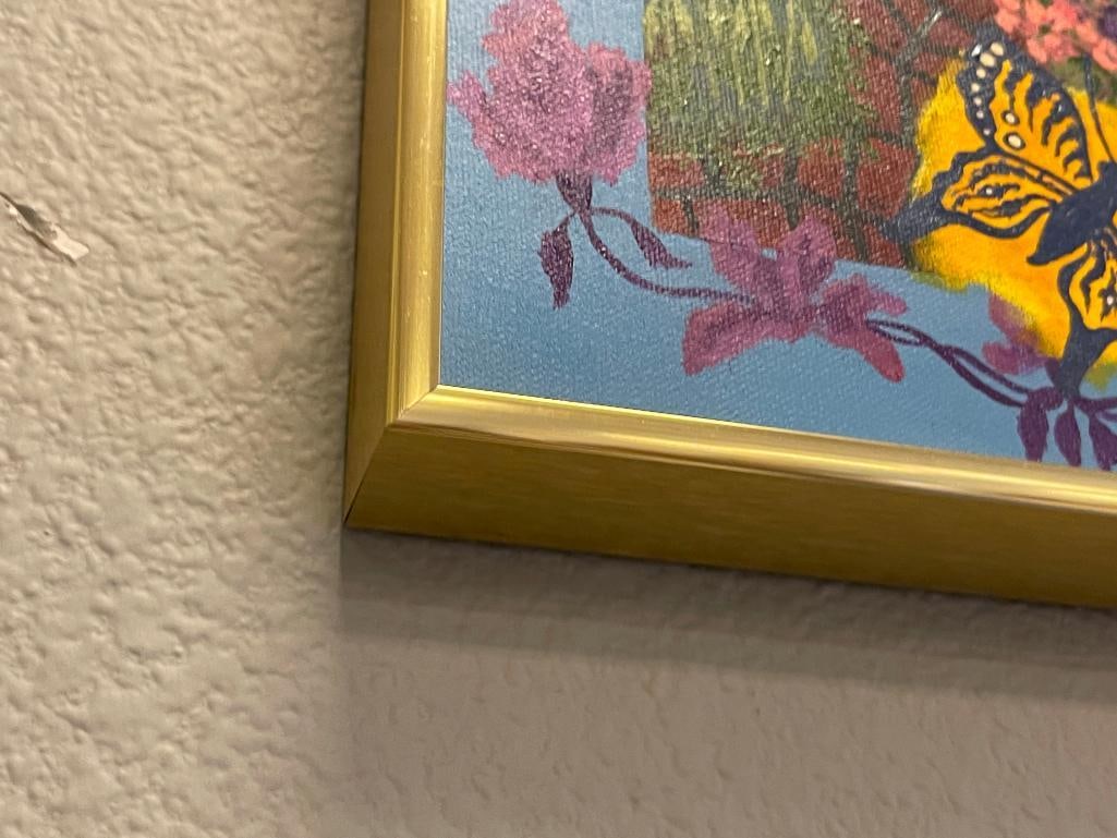 STEPHANIE HILTON LOCAL RENO, NV ARTIST INK, PEN, ACRYLIC PAINTING TITLED THE LITTLE GARDEN 1998 - 5