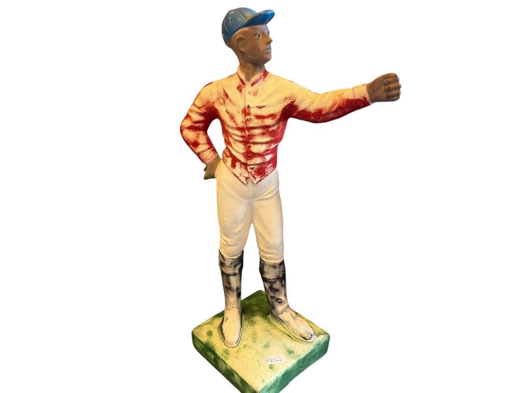 VINTAGE CONCRETE PAINTED LAWN JOCKEY HITCHING POST (1 of 15)