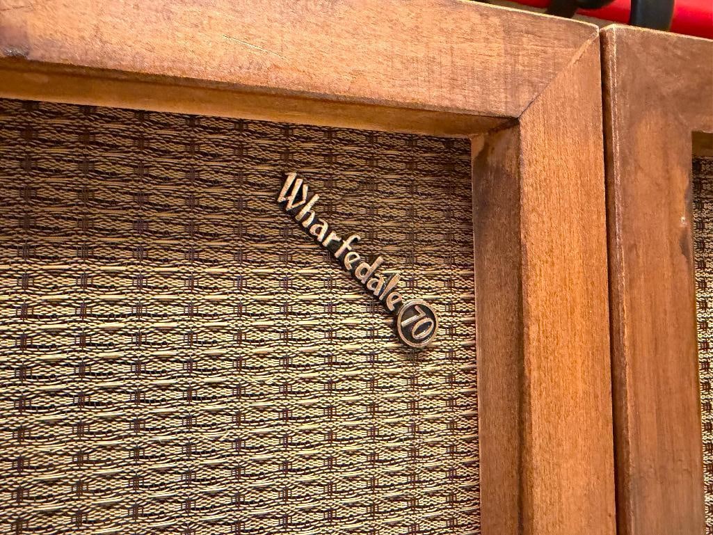 PAIR OF VINTAGE WHARFEDALE 70 MODEL NO. W70 STEREO SPEAKERS - 4