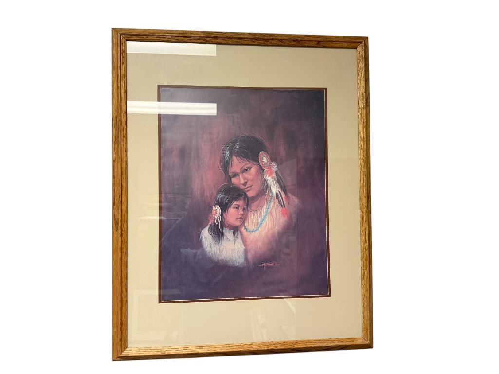 VINTAGE MARIANNE CAROSELLI NATIVE AMERICAN MOTHER AND DAUGHTER PRINT (1 of 7)