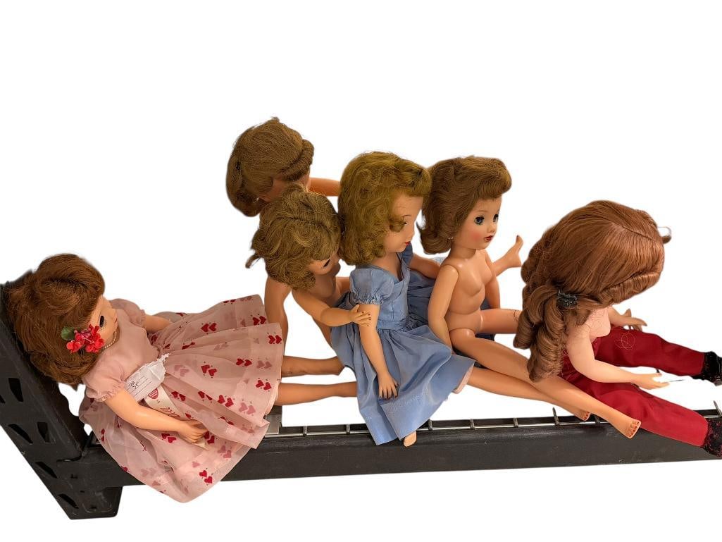 SIX VINTAGE CIRCA 1950'S IDEAL MISS REVLON VINYL DOLLS: INCLUDES SOME WITH CLOTHES, INCLUDES VT-18, VT-20, ALEXANDER 1961, AND MORE, GOOD CONDITION 18" TO 20" 