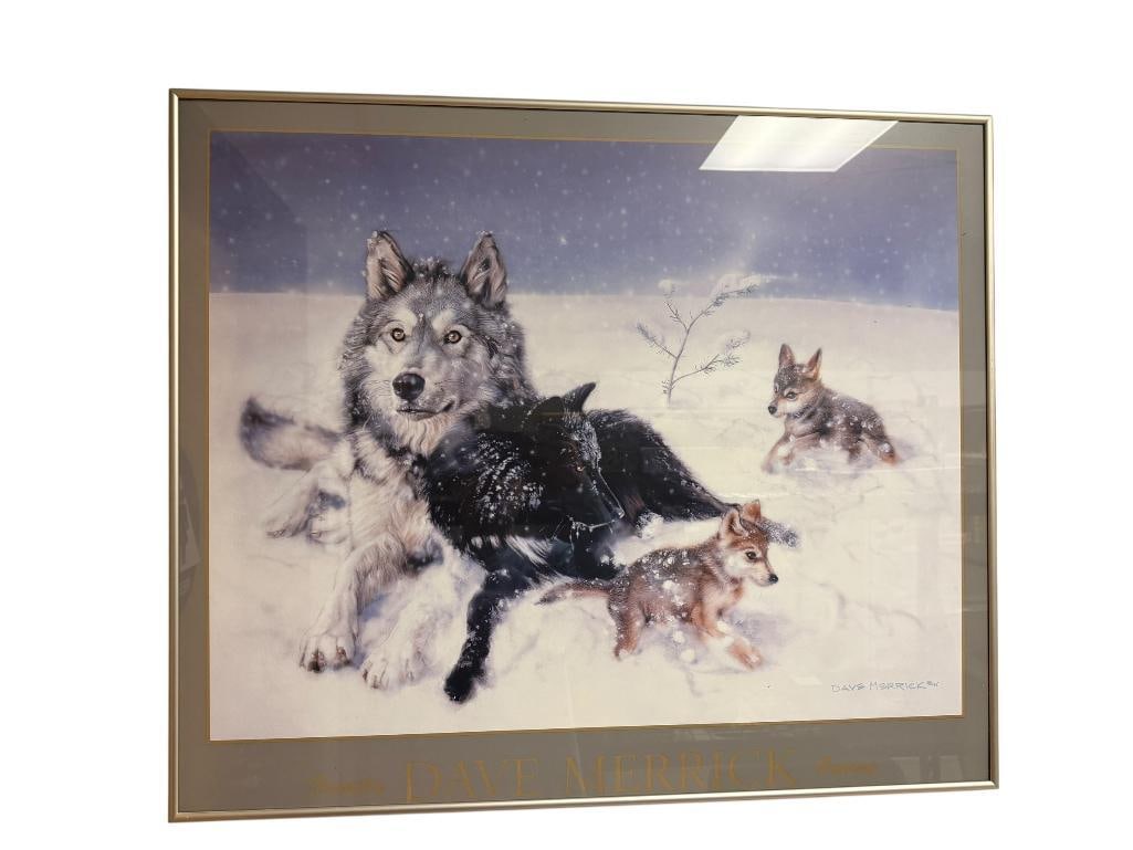 DAVE MERRICK PRINT " FAMILY OUTING " WILDLIFE WOLF PRINT (1 of 8)