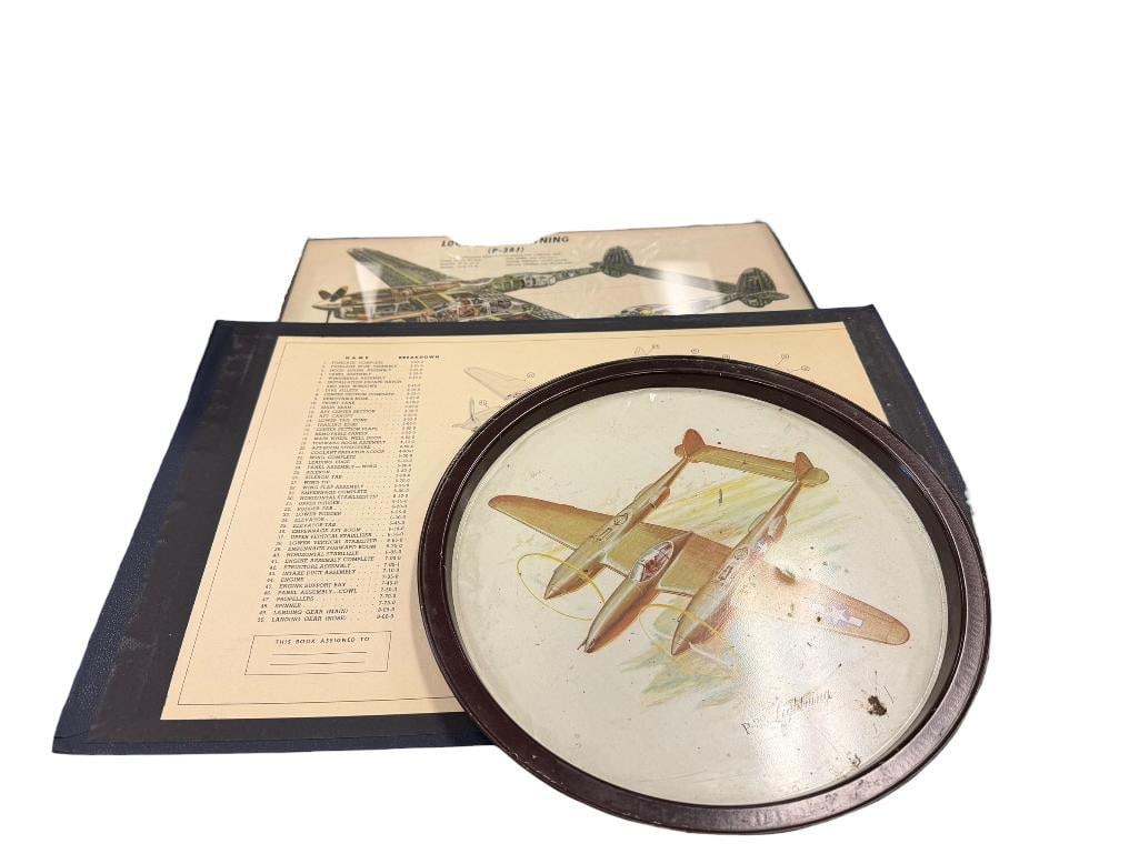 P-38 LOCKHEED LIGHTNING BOOK COVER, PRINT, AND METAL SERVING TRAY (1 of 11)
