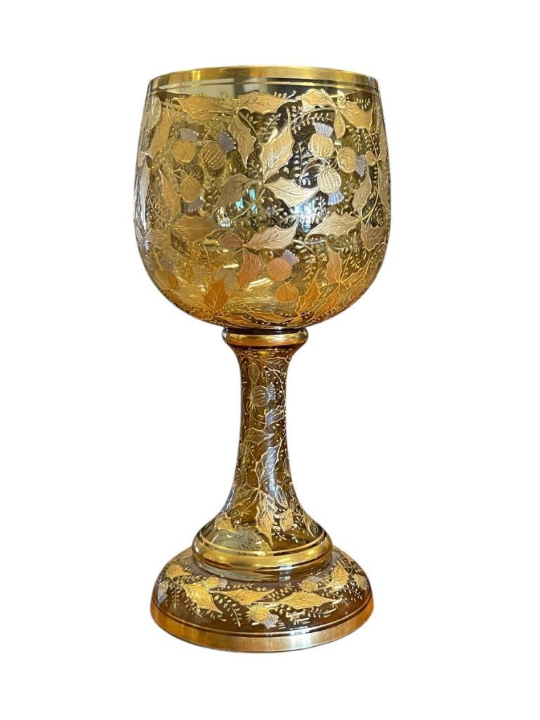 19TH CENTIRY MOSER ENAMELED AND GILDED CZECH BOHEMIAN ART GLASS GOBLET (1 of 10)