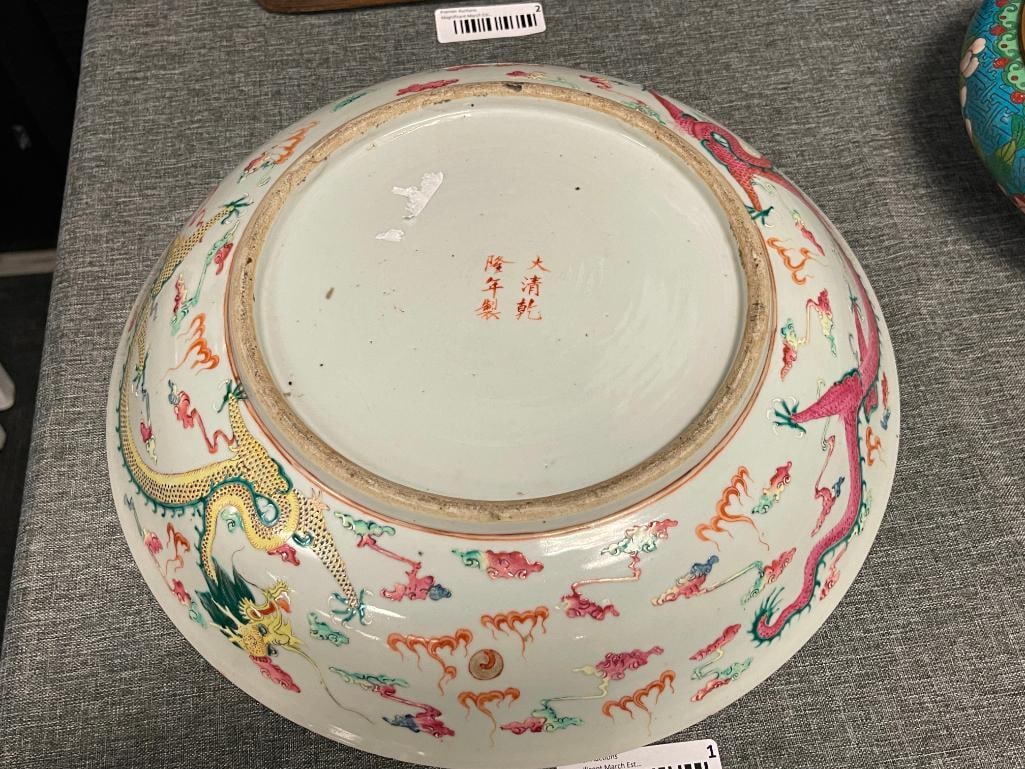 19TH CENTURY QING GUANGXU PERIOD CHINESE PORCELAIN BOWL WITH FIVE-CLAWED DRAGONS AND FLAMING PEARL - 7
