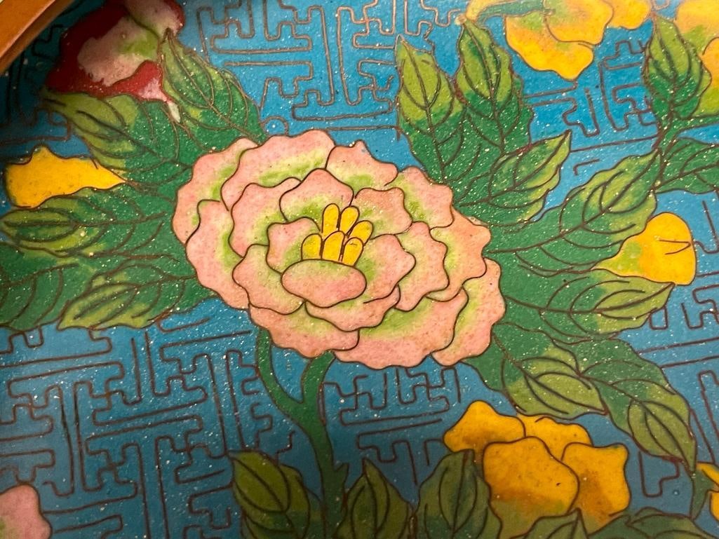 19TH CENTURY CHINESE QING DYNASTY TONGZHI CLOISONNE ENAMELED BRUSH BOWL ON COPPER - 4