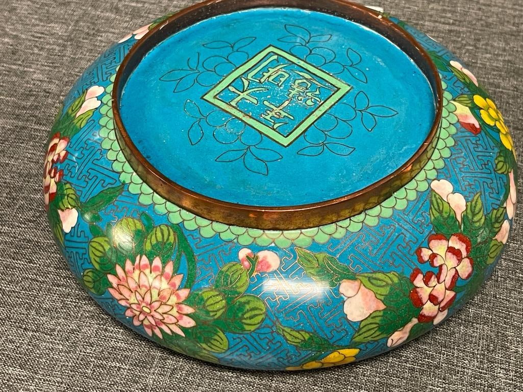 19TH CENTURY CHINESE QING DYNASTY TONGZHI CLOISONNE ENAMELED BRUSH BOWL ON COPPER - 5