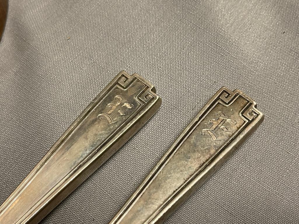 VINTAGE GORHAM ETRUSCAN GREEK STYLED STERLING SILVER HANDLED CUTLERY / CARVING SET - 4