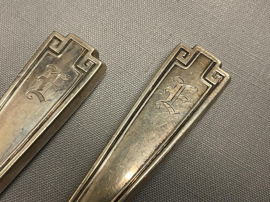 VINTAGE GORHAM ETRUSCAN GREEK STYLED STERLING SILVER HANDLED CUTLERY / CARVING SET - 5