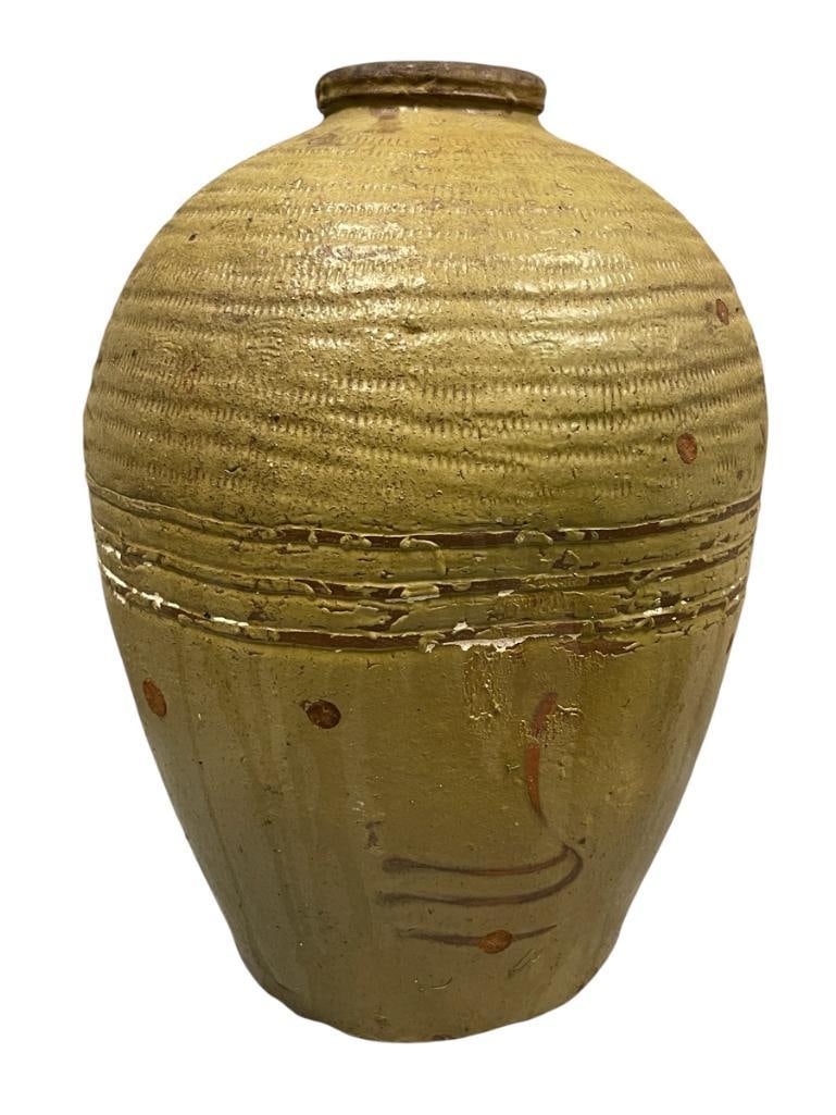 19TH CENTURY CHINESE CLAY MIJIU LARGE JAR USED TO FERMENT RICE WINE AND OTHER FOODS / PICKLING JAR (1 of 10)