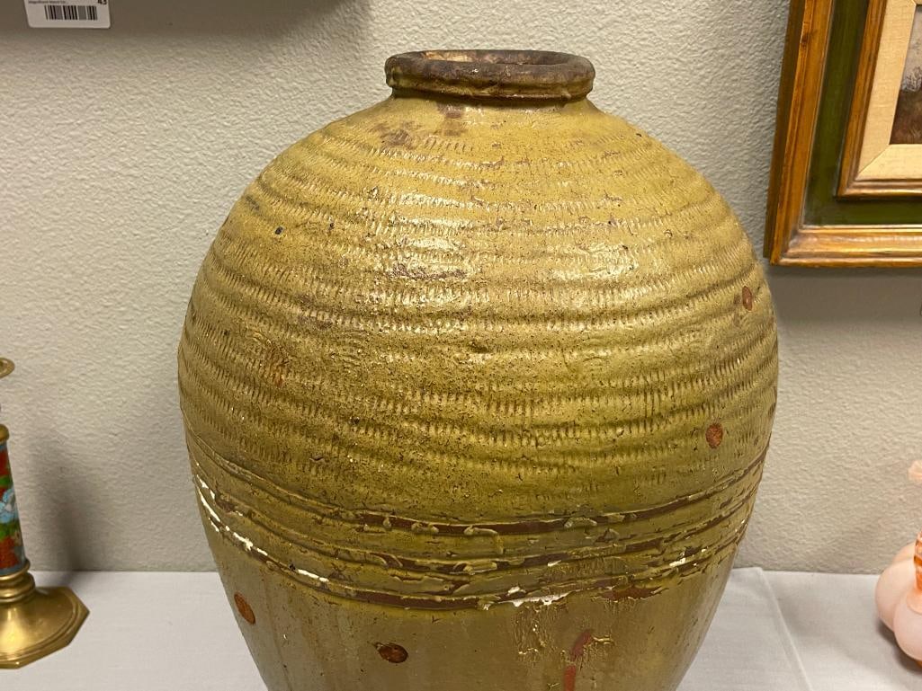 19TH CENTURY CHINESE CLAY MIJIU LARGE JAR USED TO FERMENT RICE WINE AND OTHER FOODS / PICKLING JAR - 2