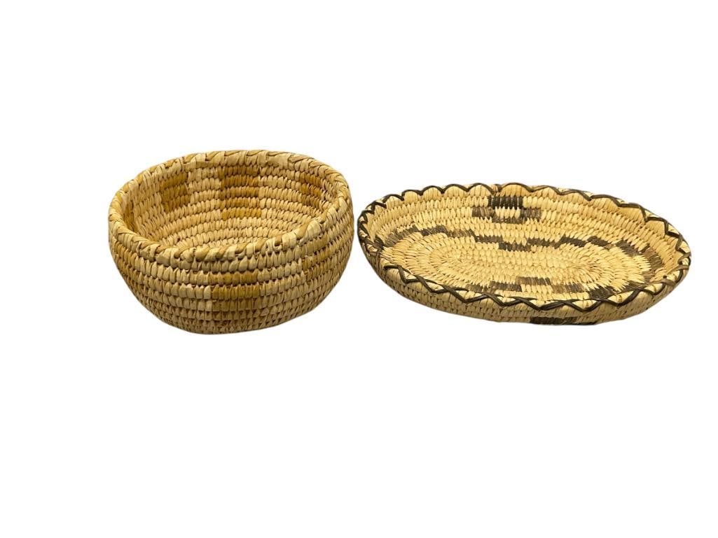 TWO 20TH CENTURY NATIVE AMERICAN PAPAGO INDIAN BASKETS MADE FROM YUCCA PLANT (1 of 8)