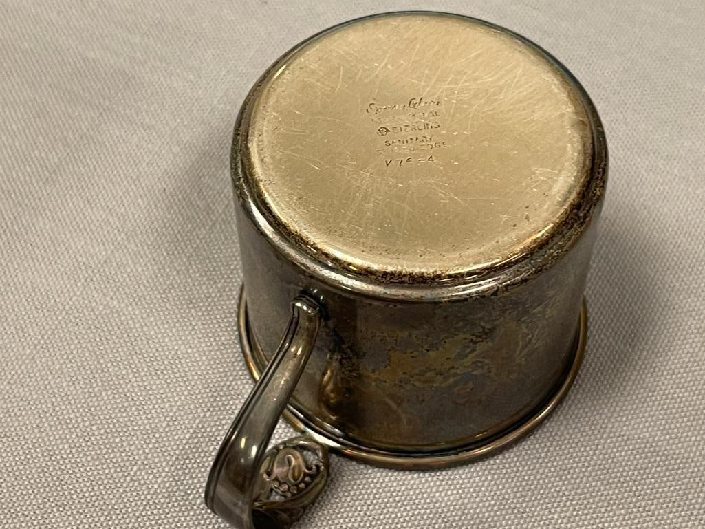 VINTAGE INTERNATIONAL STERLING SILVER SPRING GLORY PATTERN BABY CUP WEIGHT 55 GRAMS - 3
