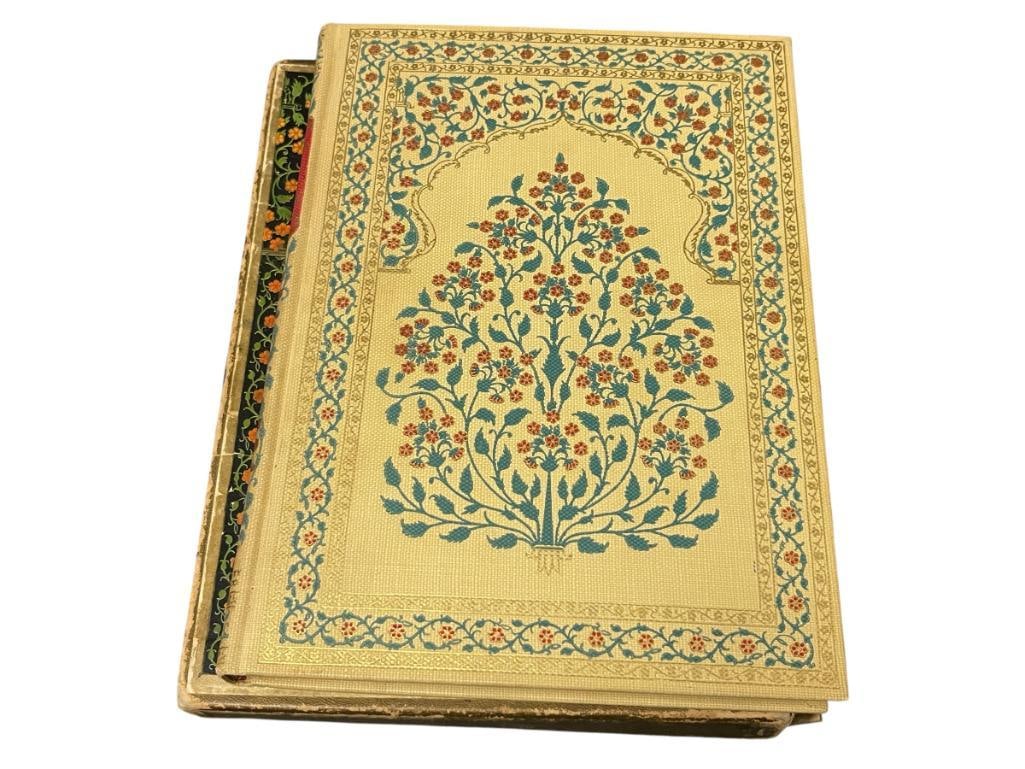 1937 RUBAIYAT OF OMAR KHAYYAM POETRY BOOK TRANSLATED BY EDWARD FITZGERALD GARDEN CITY PUBLISHING ...: ILLUSTRATED BY EDMUND DULAC, CLOTH COVERS WITH RED, GREEN, AND GILT ILLUSTRATED COVER AND SPINE, SPINE SHOWS SOME DAMAGE, INCLUDES ILLUSTRATED SLEEVE, SLEEVE SHOWS WEAR, BOOK IS OVERALL IN GOOD