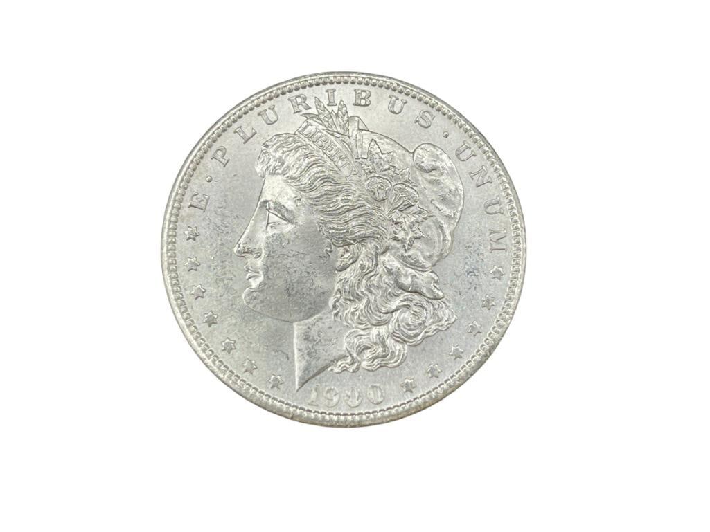 1900-S U.S. MORGAN SILVER DOLLAR BU: IN VINTAGE PACKAGING, 90% SILVER 