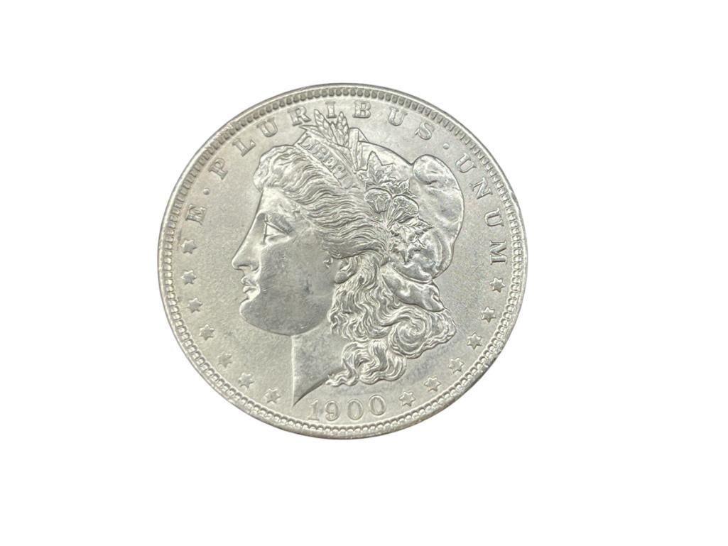 1900 U.S. MORGAN SILVER DOLLAR BU: IN VINTAGE PACKAGING, 90% SILVER 