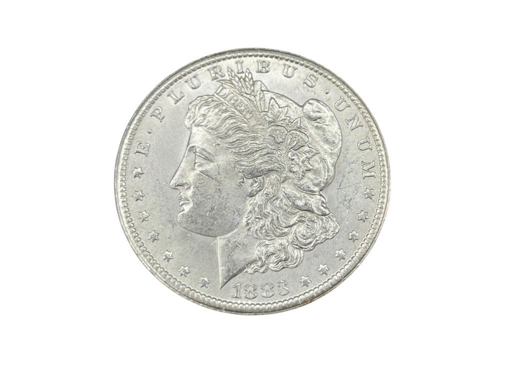 1883-CC U.S. MORGAN SILVER DOLLAR BU: IN VINTAGE PACKAGING, 90% SILVER 