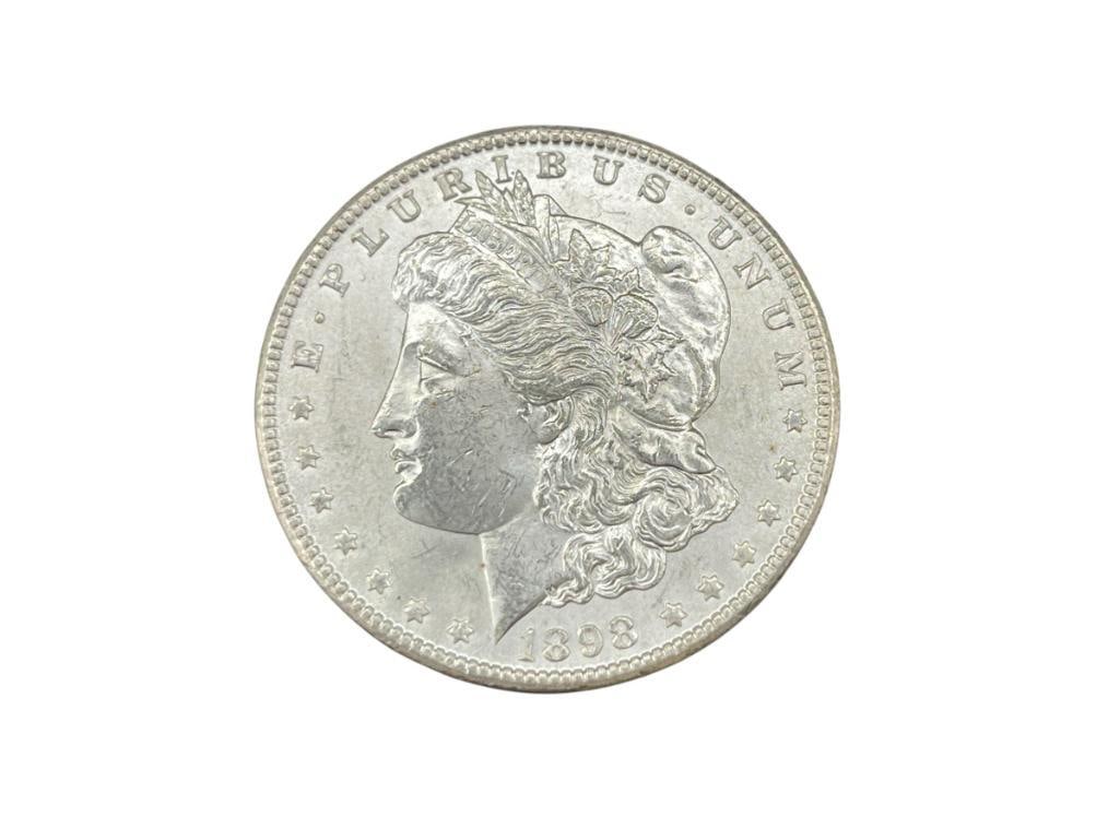 1898-O U.S. MORGAN SILVER DOLLAR BU: IN VINTAGE PACKAGING, 90% SILVER 