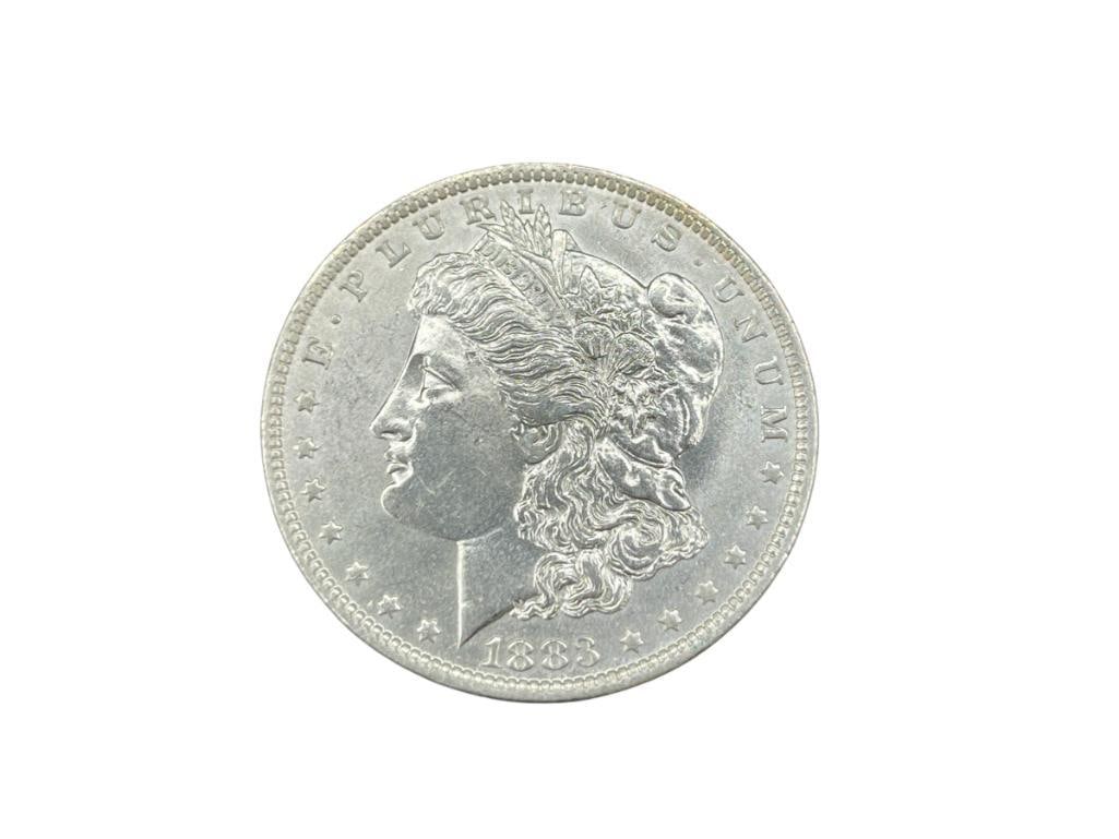 1883-O U.S. MORGAN SILVER DOLLAR BU: IN VINTAGE PACKAGING, 90% SILVER