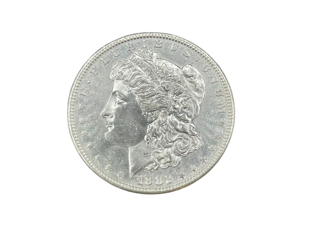 1882-S U.S. MORGAN SILVER DOLLAR BU: IN VINTAGE PACKAGING, 90% SILVER